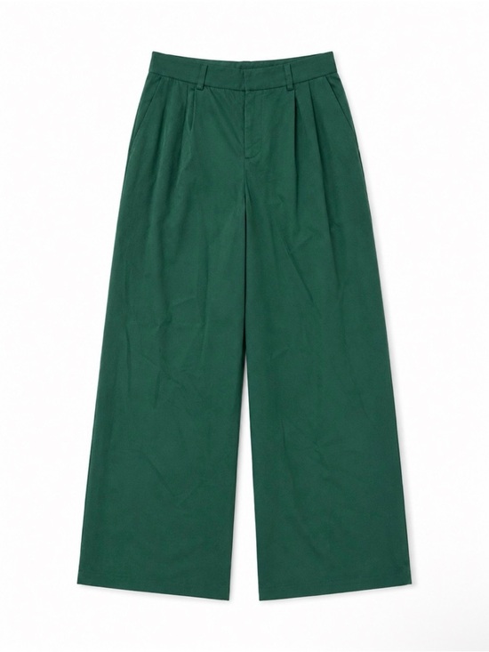 Micas Pants - Micas Wide Leg Pleated Pants in Forest Green - Size Medium